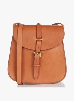 LE SAB - Kleine, Leren Schoudertas Met Gesp | Bruin