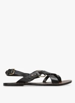 Soeur Platte, Leren Sandalen | Zwart