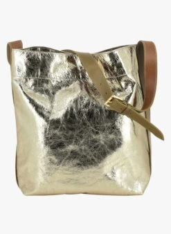 LE ENZO - Glanzende, Leren Shopper | Goudkleurige