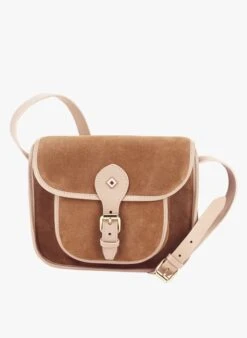 LE FLAV VELOURS SAC GIBEC DBLE POCH - Leren Tas Met Klep En Gesp | Bruin