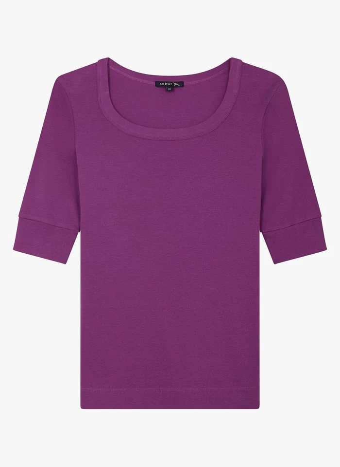 Soeur PAQUITA - Katoenen T-shirt Met Vierkante Hals | Violet - Afbeelding 3