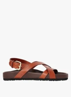 Soeur TULSA - Platte, Leren Sandalen | Zwart
