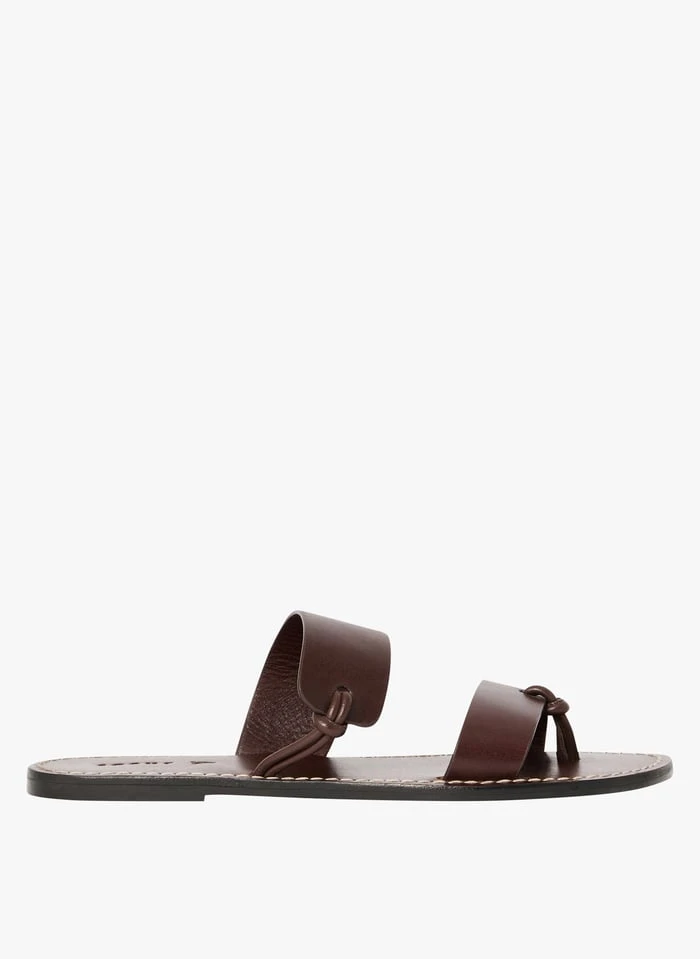 Soeur UPTOWN - Platte, Leren Slippers | Bruin