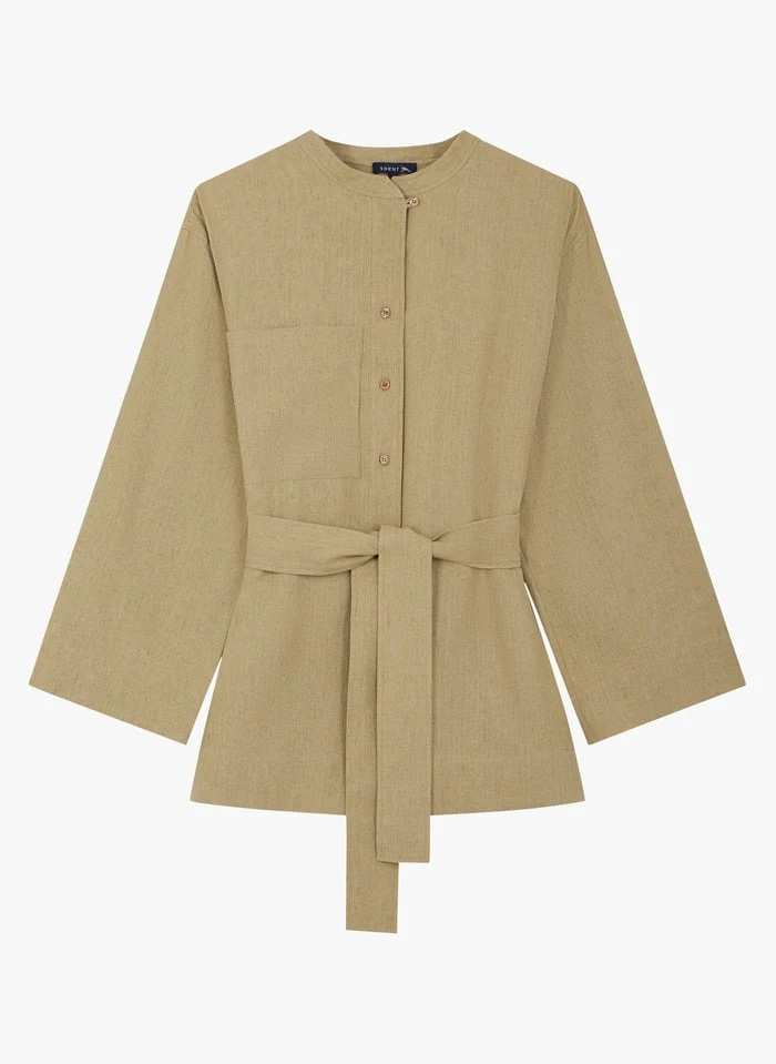 Soeur TABATA - Blouse Van Stonewashed Linnen Met Ronde Hals | Beige - Afbeelding 3