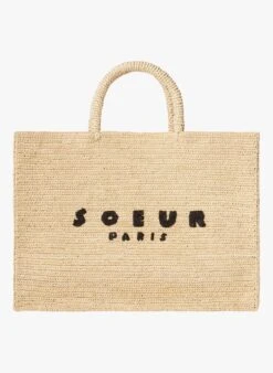 Soeur PAPAYE - Shopper Van Natuurlijk Riet | Zwart