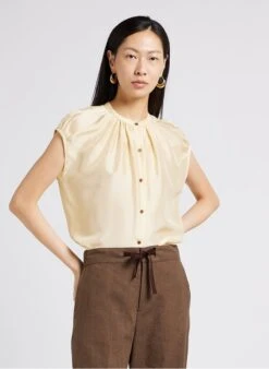 Soeur VOISINE - Ruimvallende, Zijden Blouse | Beige