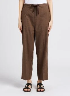 Soeur SARAJEVO - Rechte, Linnen Broek Met Chiné-effect | Bruin