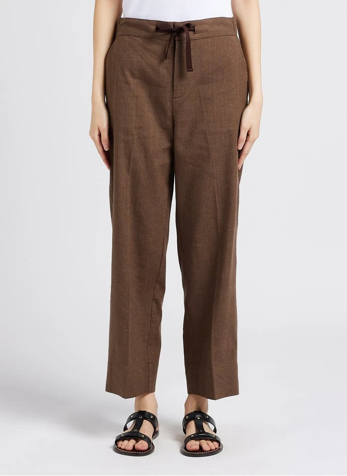 Soeur SARAJEVO - Rechte, Linnen Broek Met Chiné-effect | Bruin