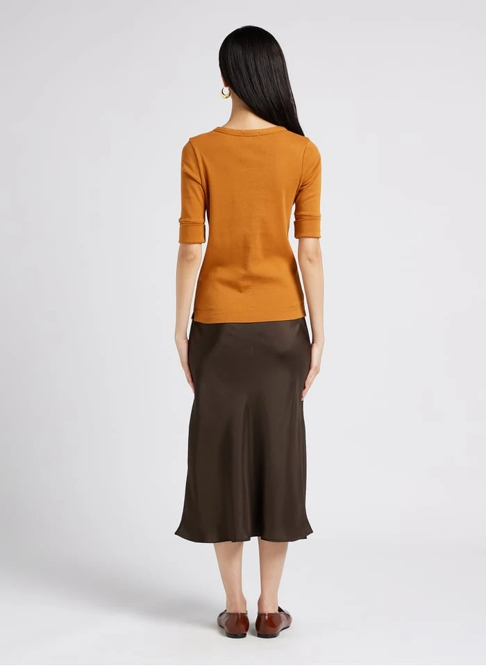 Soeur PAQUITA - Katoenen T-shirt Met Vierkante Hals | Bruin - Afbeelding 5