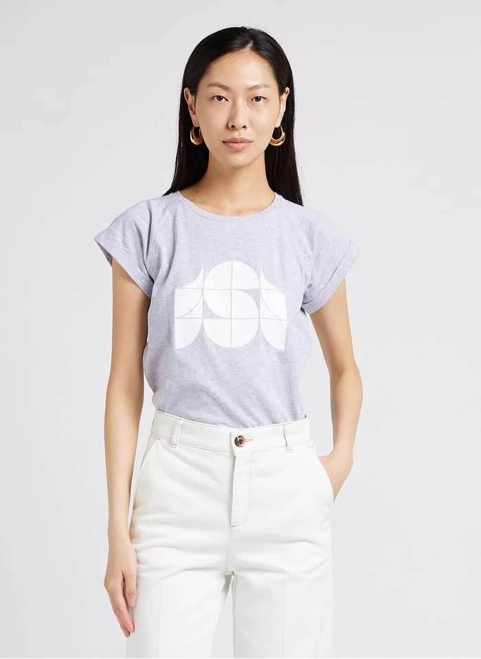 Soeur VALENTINA - Katoenen T-shirt Met Ronde Hals | Grijs