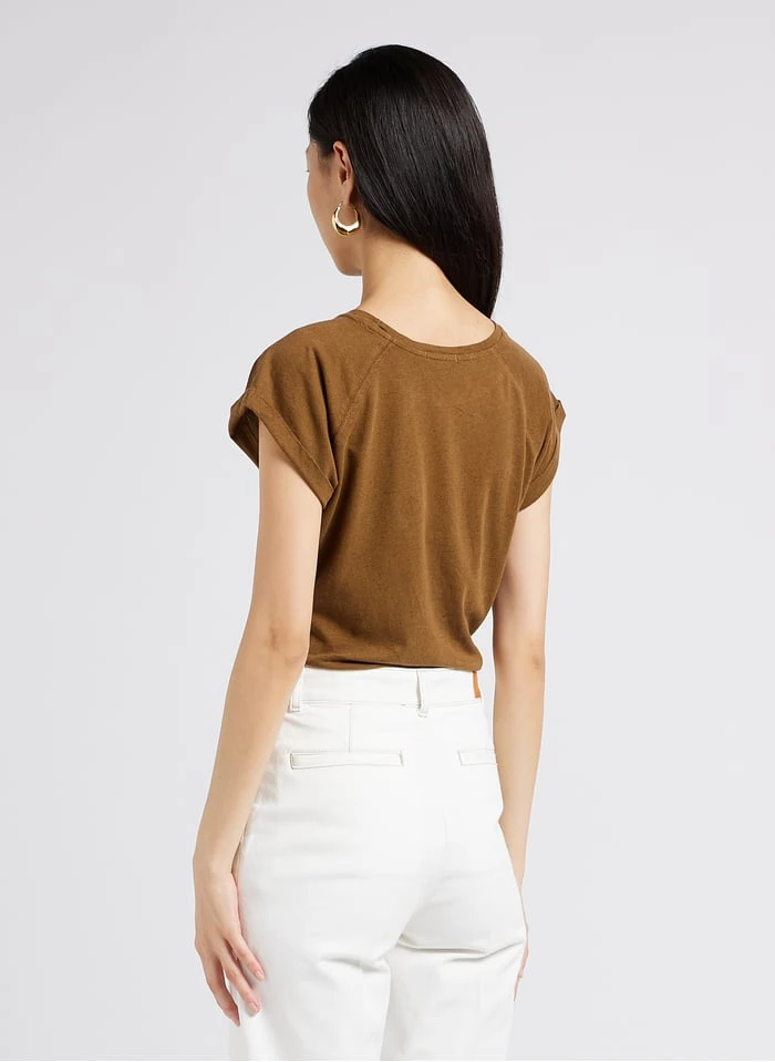 Soeur VALENTINA - T-shirt Met Ronde Hals En Zeefdruk Katoenblend | Bruin - Afbeelding 2