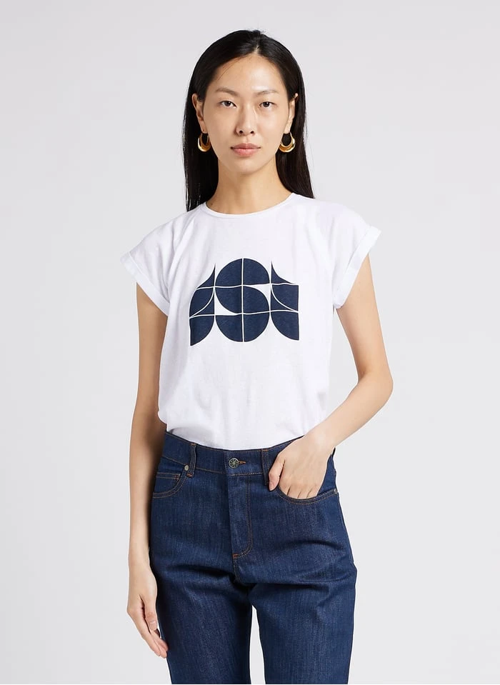 Soeur VALENTINA - T-shirt Met Ronde Hals En Zeefdruk Katoenblend | Wit