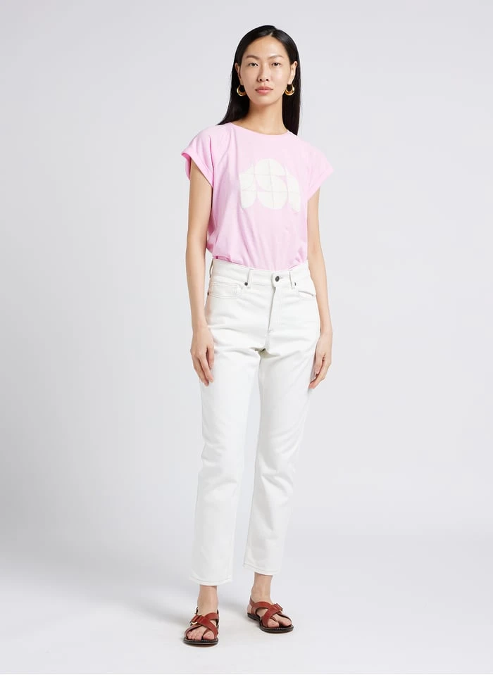 Soeur VALENTINA - T-shirt Met Ronde Hals En Zeefdruk Katoenblend | Roze - Afbeelding 4