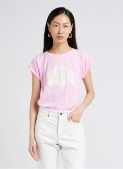 Soeur VALENTINA - T-shirt Met Ronde Hals En Zeefdruk Katoenblend | Roze