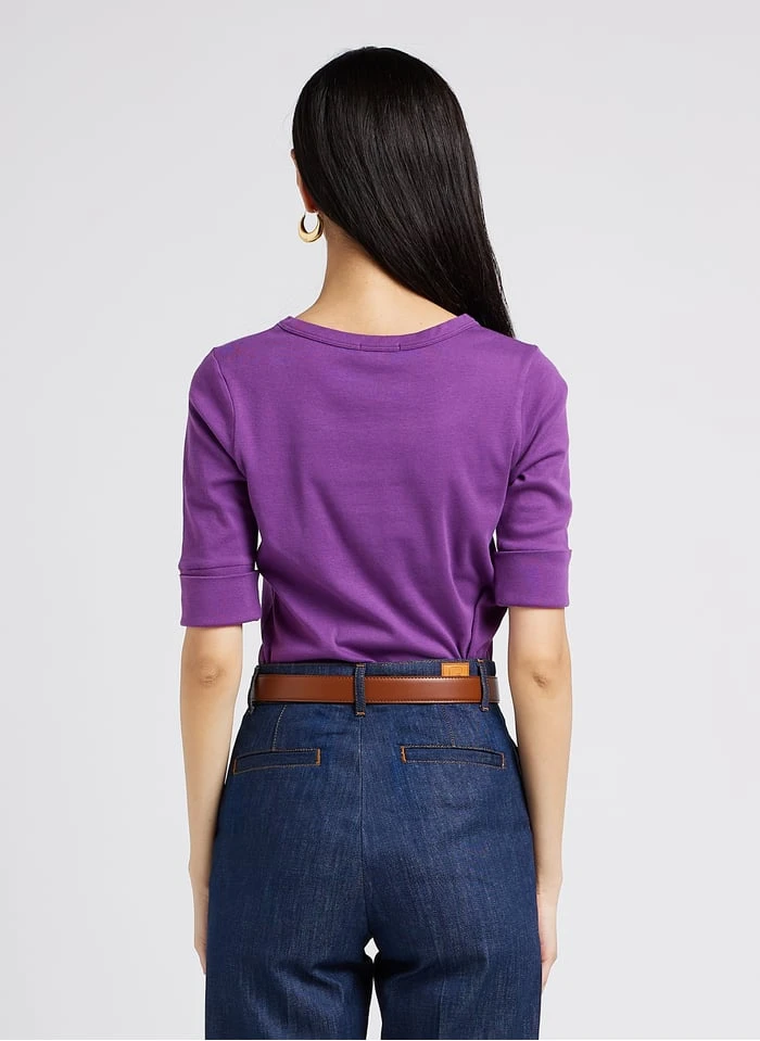 Soeur PAQUITA - Katoenen T-shirt Met Vierkante Hals | Violet - Afbeelding 2