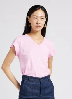 Soeur DOMINIQUE - T-shirt Met V-hals Katoenblend | Roze