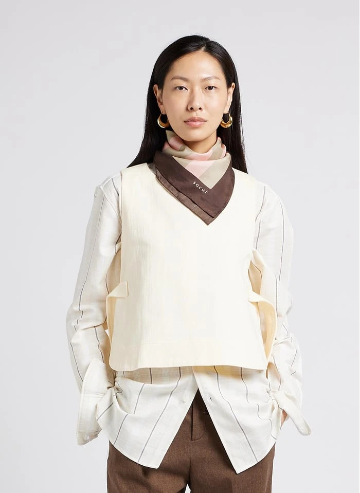 Soeur TISHKA - Katoenen Top Met Ronde Hals | Beige