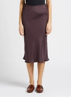 Soeur FEVER - Halflange, Soepelvallende, Satijnen Rok | Kaki