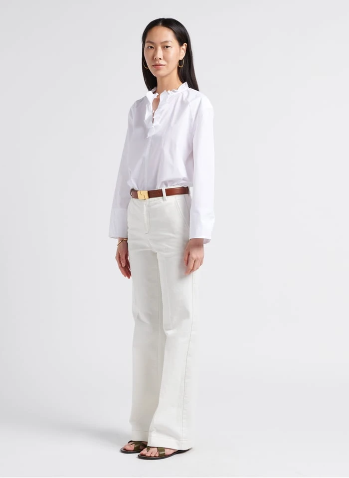 Soeur THEMA - Katoenen Blouse Met Maokraag En Volants | Wit - Afbeelding 4