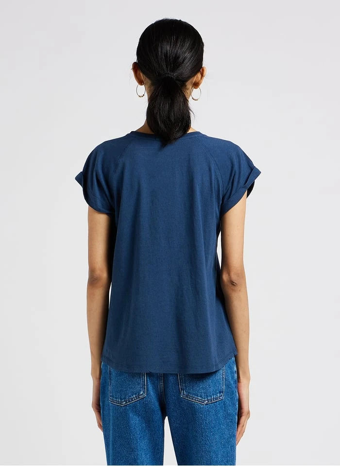 Soeur VALENTINA - T-shirt Met Ronde Hals En Zeefdruk Katoenblend | Blauw - Afbeelding 2