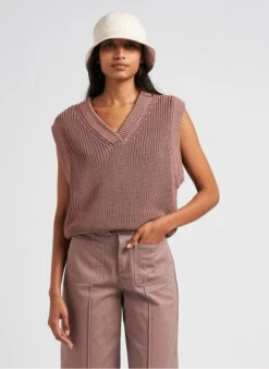 Soeur PAX - Katoenen Trui Met V-hals | Bruin