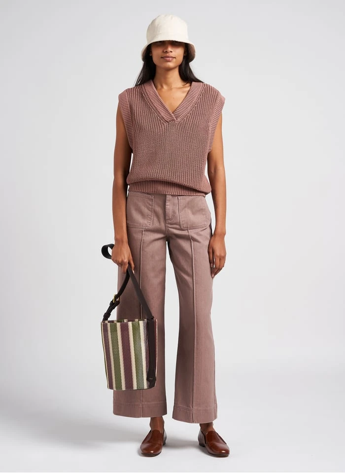 Soeur SAUL MINI - Buideltas Van Leer En Gestreepte Stof | Veelkleurig - Afbeelding 3