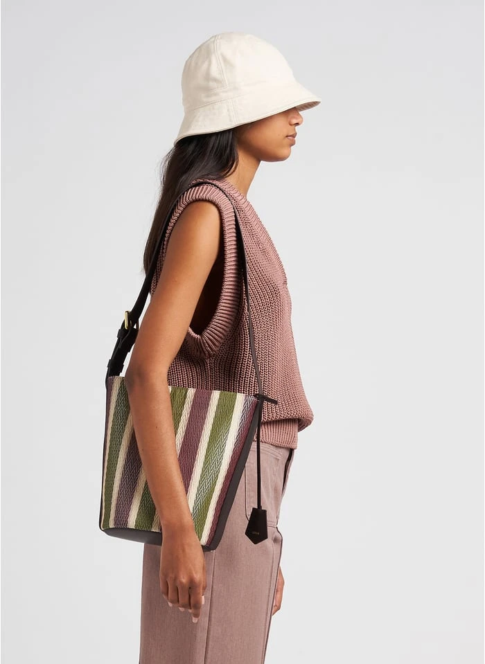 Soeur SAUL MINI - Buideltas Van Leer En Gestreepte Stof | Veelkleurig - Afbeelding 2