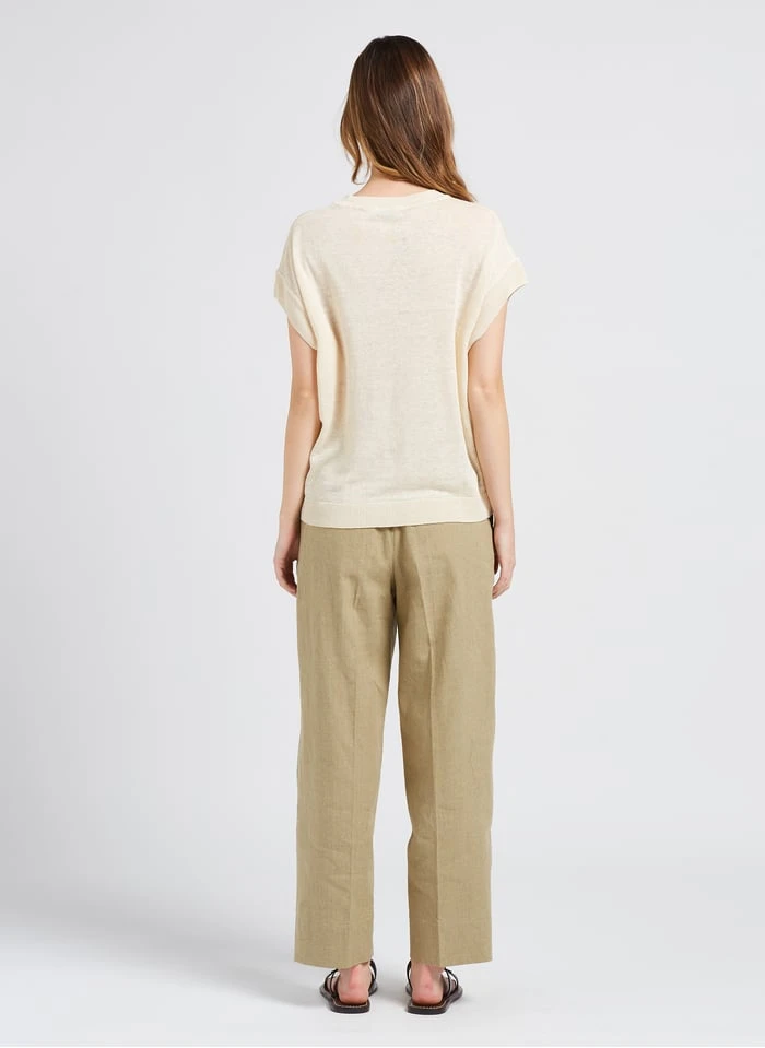 Soeur SARAJEVO - Rechte, Linnen Broek Met Chiné-effect | Beige - Afbeelding 7