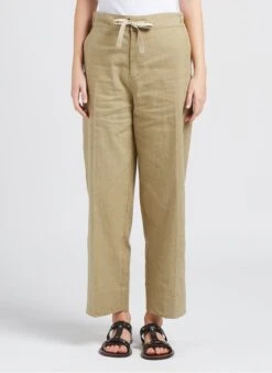 Soeur SARAJEVO - Rechte, Linnen Broek Met Chiné-effect | Beige