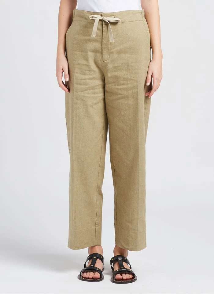 Soeur SARAJEVO - Rechte, Linnen Broek Met Chiné-effect | Beige