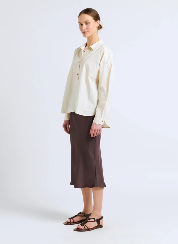 Soeur FEVER - Halflange, Soepelvallende, Satijnen Rok | Grijs - Afbeelding 6