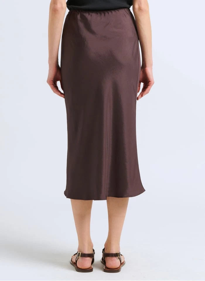 Soeur FEVER - Halflange, Soepelvallende, Satijnen Rok | Grijs - Afbeelding 2