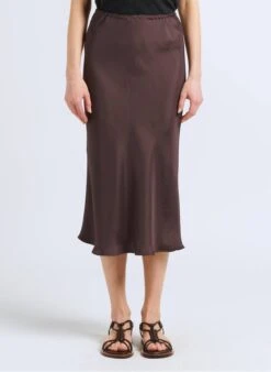 Soeur FEVER - Halflange, Soepelvallende, Satijnen Rok | Grijs