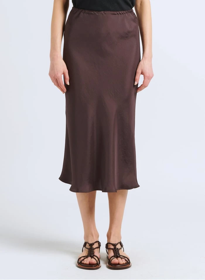 Soeur FEVER - Halflange, Soepelvallende, Satijnen Rok | Grijs