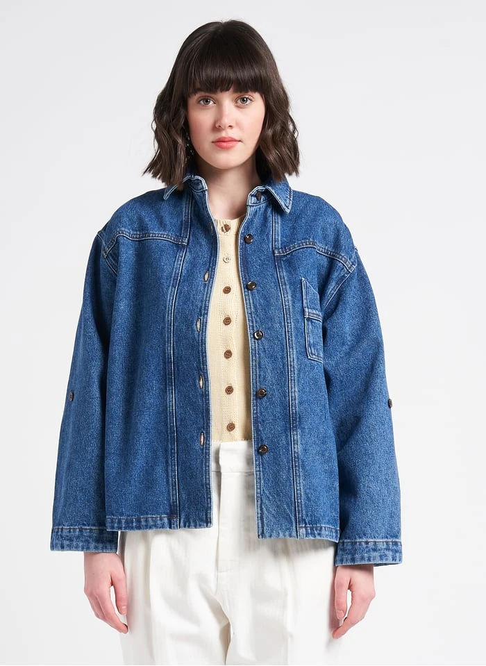 Soeur LION - Blouse Van Verwassen Denim | Jeans Verschoten