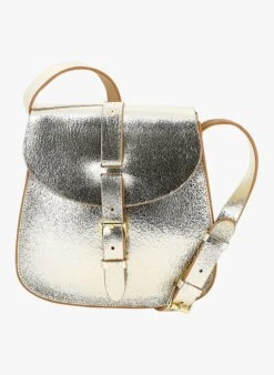 LE SAB MEDIUM - Glanzende, Leren Schoudertas | Goudkleurige