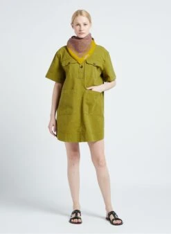 Soeur UNIQUE - Korte Jurk Van Verwassen Katoen | Groen