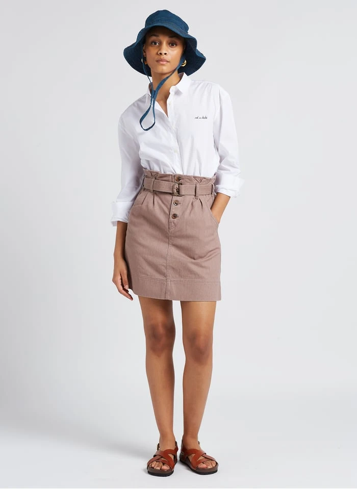 Soeur MUGUET - Korte Rok Van Katoenen Denim Met Ceintuur | Violet - Afbeelding 4