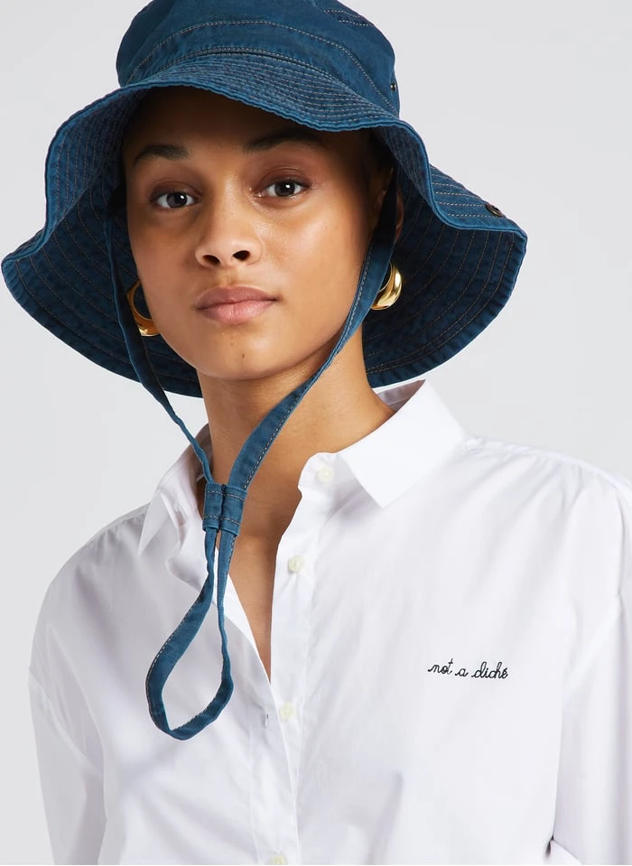 Soeur TONY - Vissershoedje Van Katoen En Linnen | Blauw