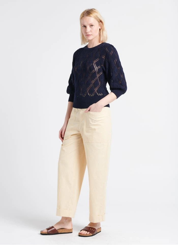 Soeur THABOR - Wijde, Katoenen Broek Met Verwassen Effect | Beige - Afbeelding 4