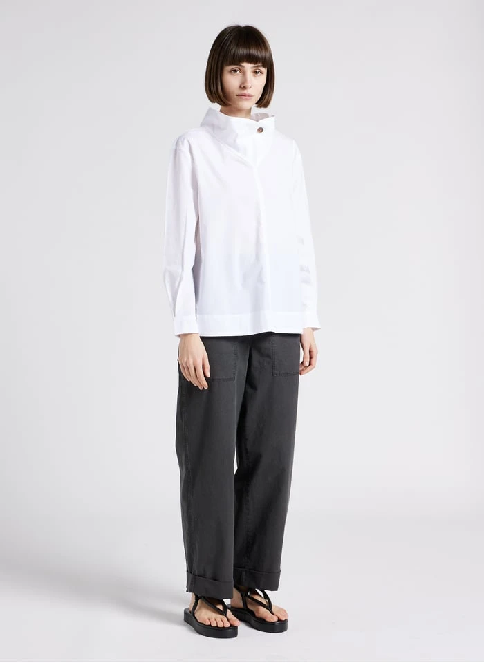 Soeur UMEA - Top Van Poplin Katoen Met Hoge Hals | Wit - Afbeelding 5