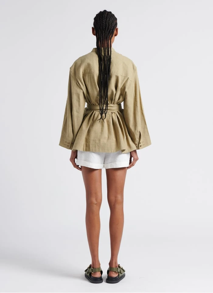 Soeur TABATA - Blouse Van Stonewashed Linnen Met Ronde Hals | Beige - Afbeelding 5