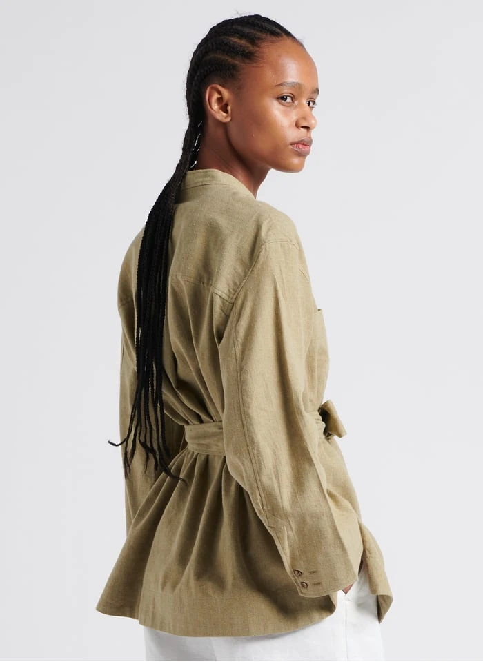 Soeur TABATA - Blouse Van Stonewashed Linnen Met Ronde Hals | Beige - Afbeelding 2